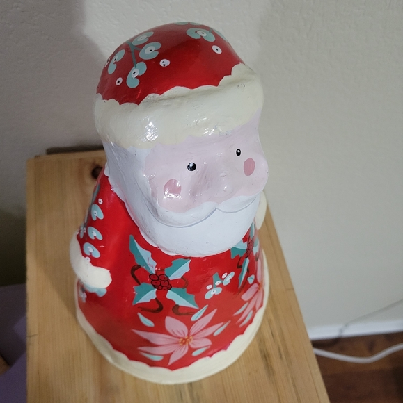 Santa Claus Folk Art Deco Swedish design with Holly and Poinsettia Paper Mache - Picture 2 of 9